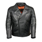 Milwaukee Leather Men's Premium Black Leather Beltless MC Style Motorcycle Jacket w/ Side Stretch - SH1057