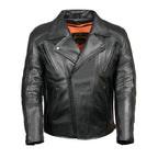 Milwaukee Leather Men's Premium Black Leather Beltless MC Style Motorcycle Jacket w/ Side Stretch - SH1057