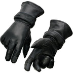 Milwaukee Leather SH870 Women's USA Deerskin Black Leather Gauntlet Winter Gloves w/ Gel Palm