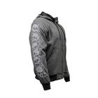 Milwaukee Leather Men's Bare Bones Charcoal Reflective Skull CE Armored Riding Hoodie, Shoulder & Elbow Armor - MPM1799