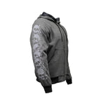 Milwaukee Leather Men's Bare Bones Charcoal Reflective Skull CE Armored Riding Hoodie, Shoulder & Elbow Armor - MPM1799