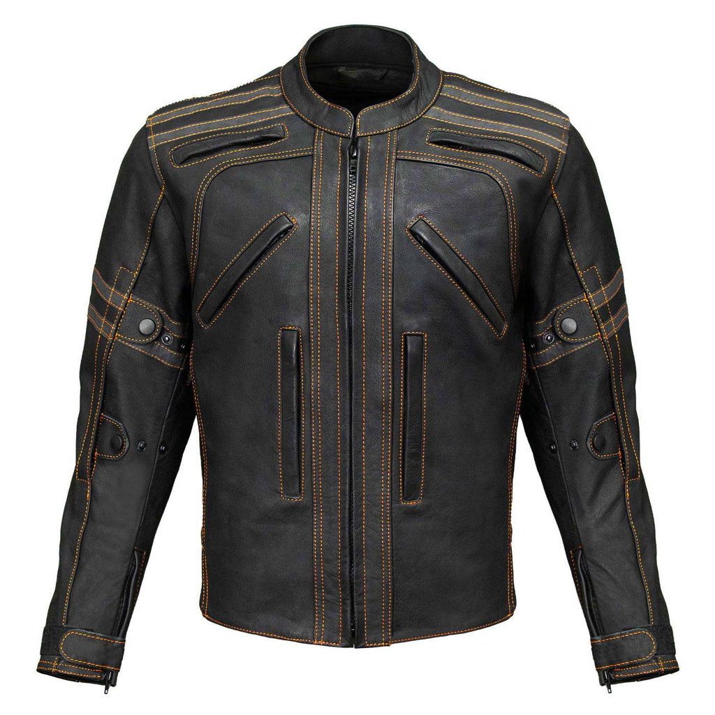 Milwaukee Leather Men's Matte Black 'Street' CE Armored Motorcycle Vented Jacket - Reflective - LKM17012