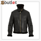 Women Pure Black B3 Shearling Jacket