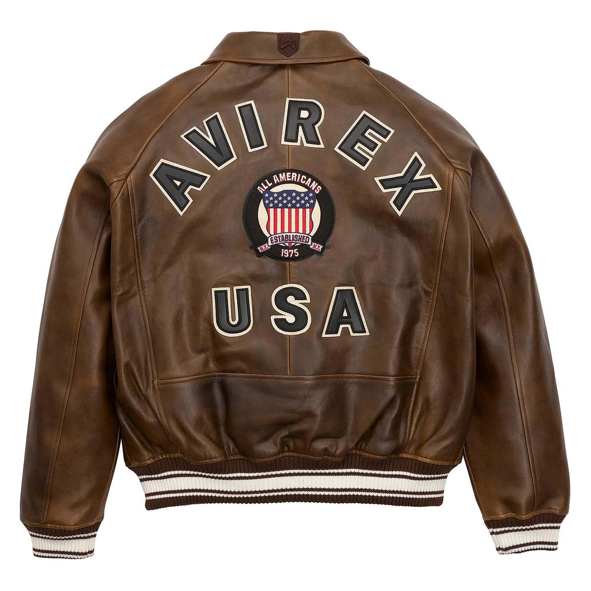 Avirex Iconic Brown Leather Bomber Jacket