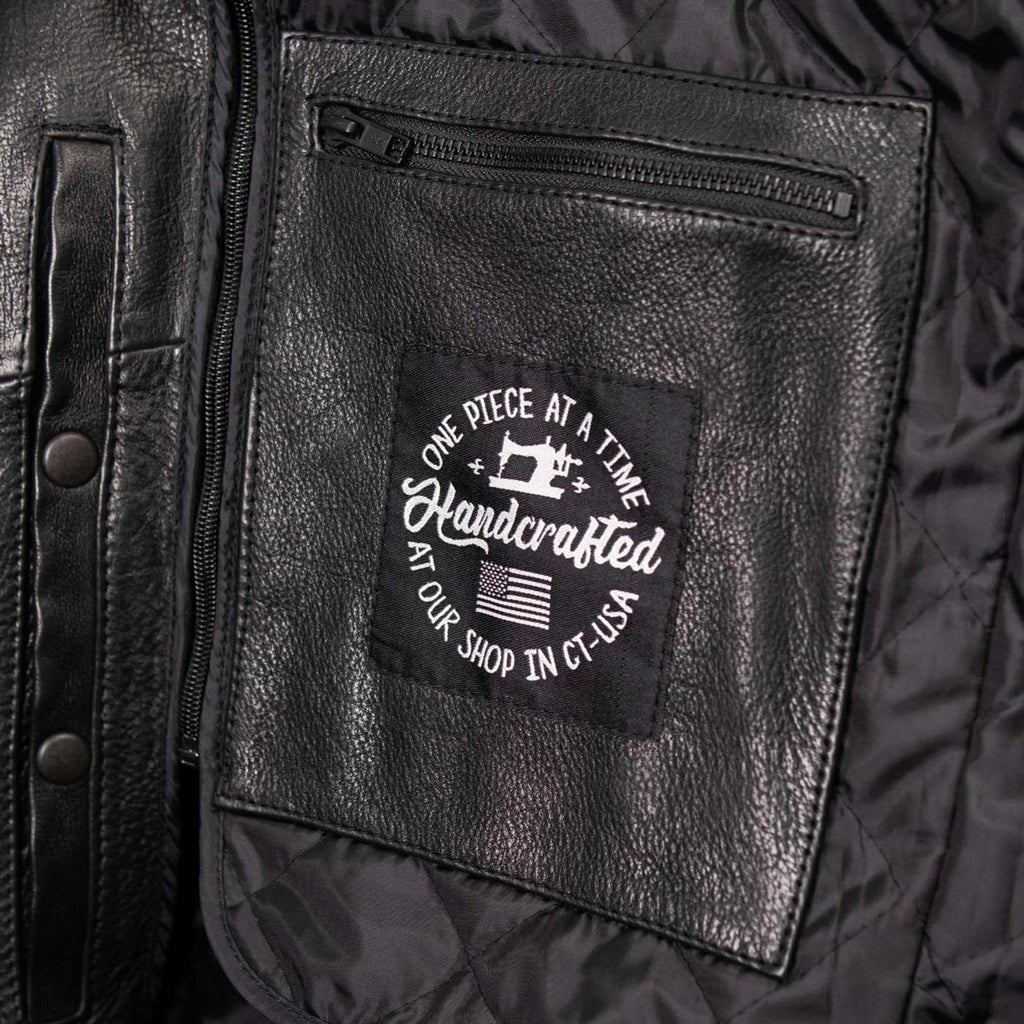 Milwaukee Leather USA MADE MLJKM5003 Men's Black Echo Premium Leather Motorcycle Jacket with Reflective Piping