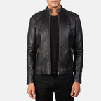 New Men Black Racing Motorbike Riding Leather Biker Jacket