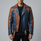 Blue and Brown Cafe Racer Leather jacket