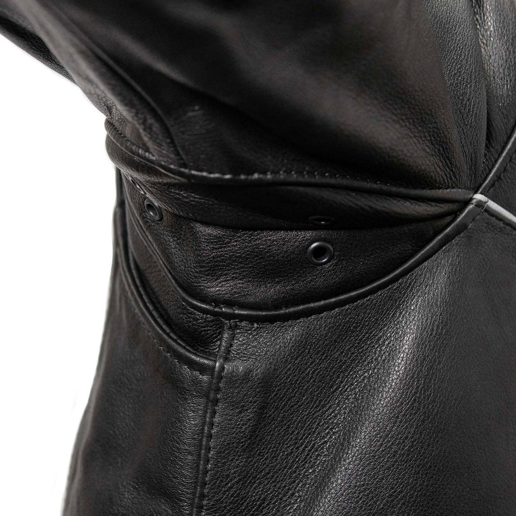 Milwaukee Leather USA MADE MLJKM5003 Men's Black Echo Premium Leather Motorcycle Jacket with Reflective Piping
