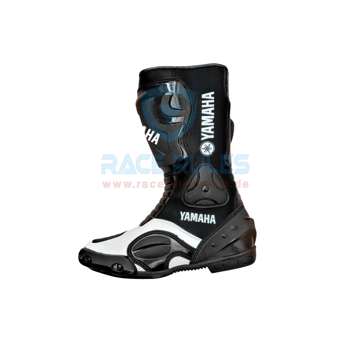 Yamaha Racing Leather Motorcycle Boots White/Black