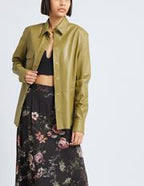 Leather L/Sleeve Overshirt 100% leather shirt