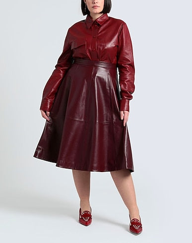 Leather L/Sleeve Overshirt Solid color shirts & blouses