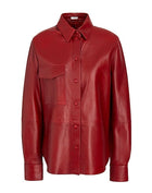 Leather L/Sleeve Overshirt Solid color shirts & blouses