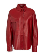 Leather L/Sleeve Overshirt Solid color shirts & blouses