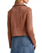 Faux Suede Zip Front Cropped Jacket