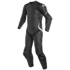 BLACK PRO LEATHER RACING SUIT CE APPROVED PROTECTION