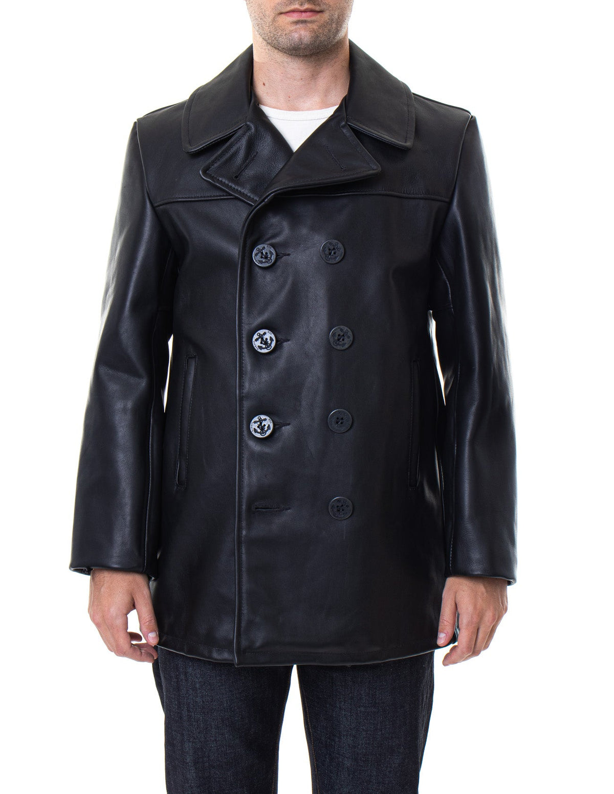 Leather Naval Pea Coat