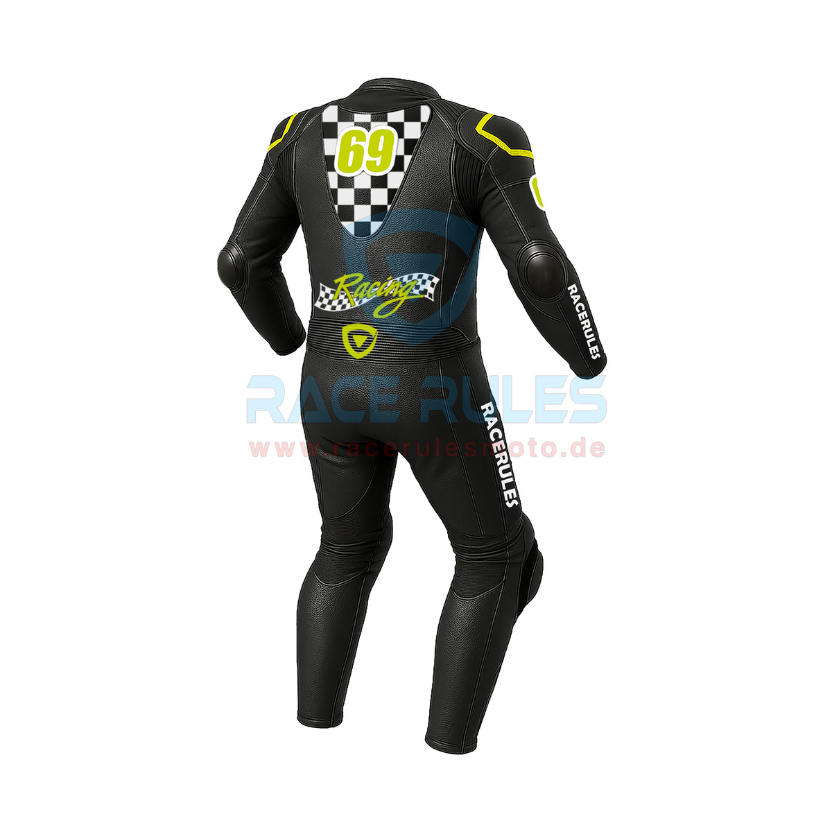 Pro Racing Suit – Black & Yellow | Padded Motorsport Gear | Racerules Design #69
