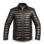 Lamb Skin Leather Puffer Jacket | Dark Brown Premium jacket