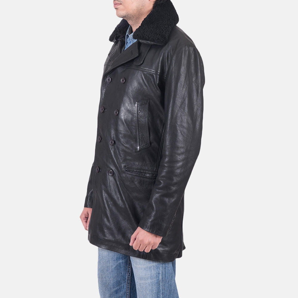 Pierce Shearling Black Leather Jacket