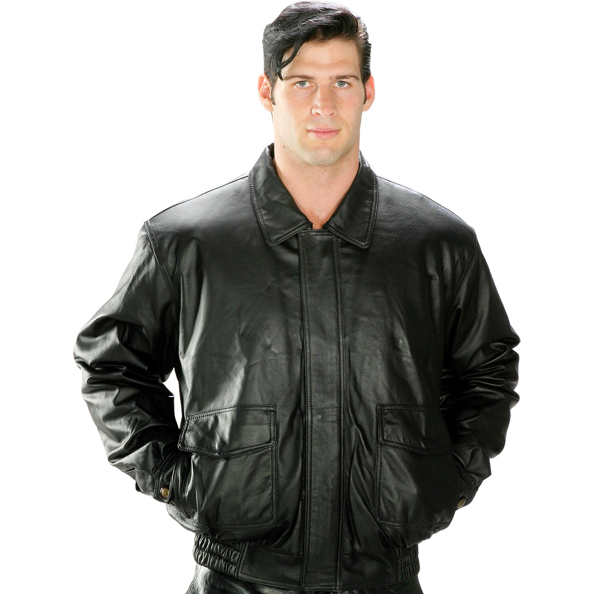 USA Leather 1515 Men's Black 'Classic Aviator' Bomber Leather Jacket