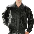 Milwaukee Leather LKM1704 Men's Classic Aviator Style Bomber Black Leather Fashion Coat Jacket