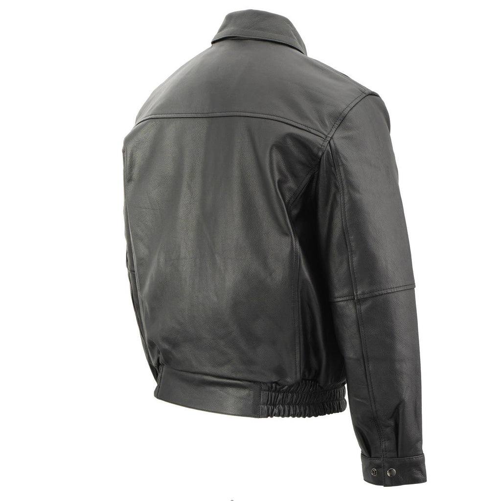 Milwaukee Leather LKM1704 Men's Classic Aviator Style Bomber Black Leather Fashion Coat Jacket