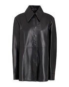 Fashion Leather Belted Shacket Solid color shirts & blouses