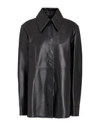 Fashion Leather Belted Shacket Solid color shirts & blouses
