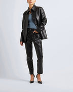 Fashion Leather Belted Shacket Solid color shirts & blouses