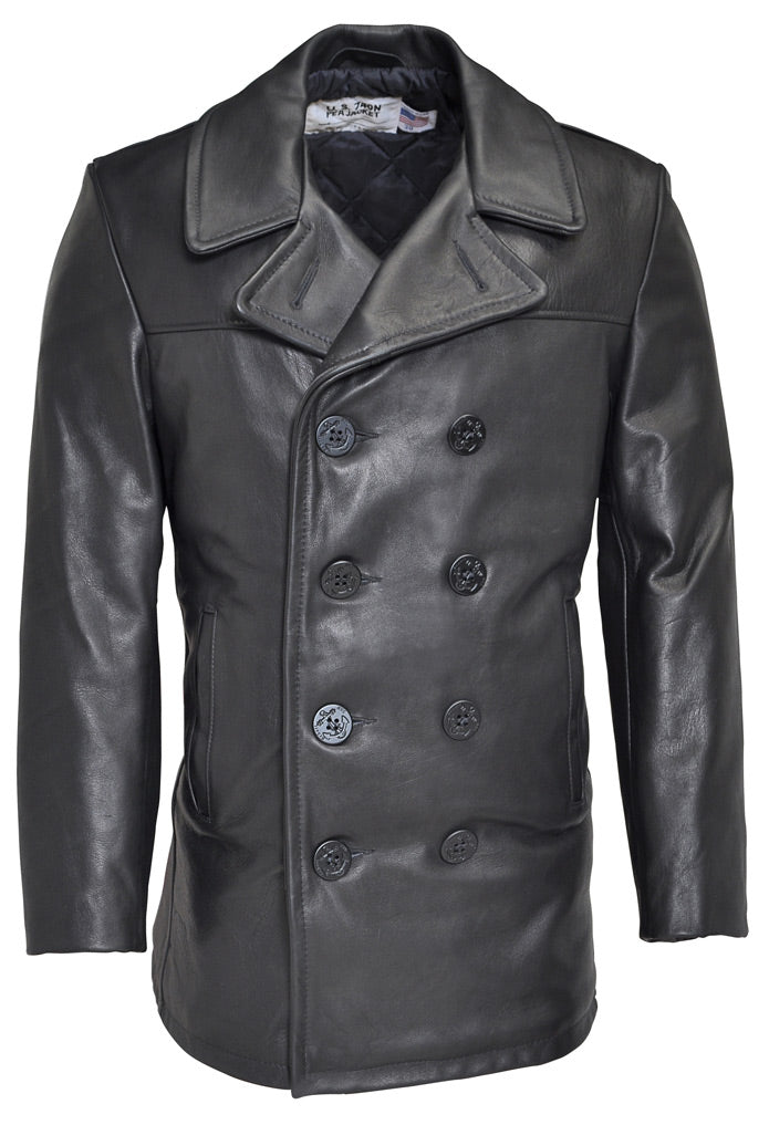 Leather Naval Pea Coat