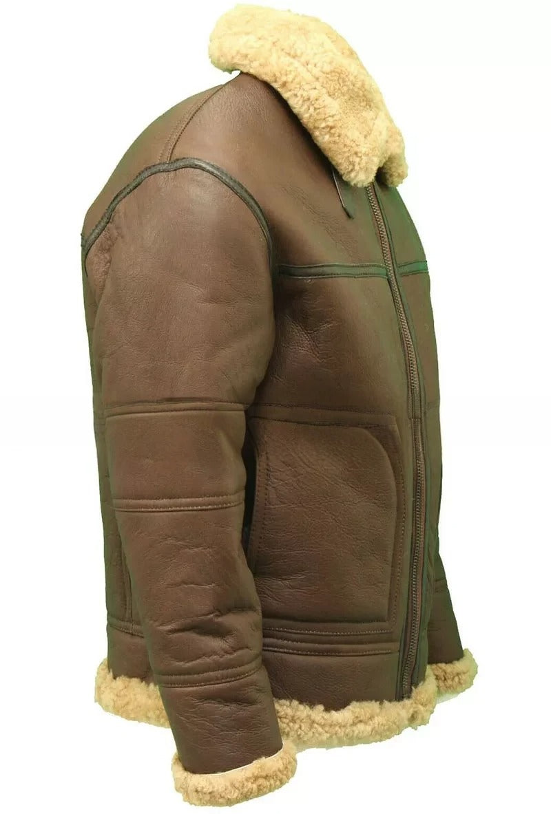 World War 2 Sheepskin Aviator B3 Brown Jacket