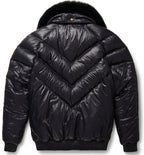 Premium Avanzar Nylon & Black Leather V-Bomber Jacket