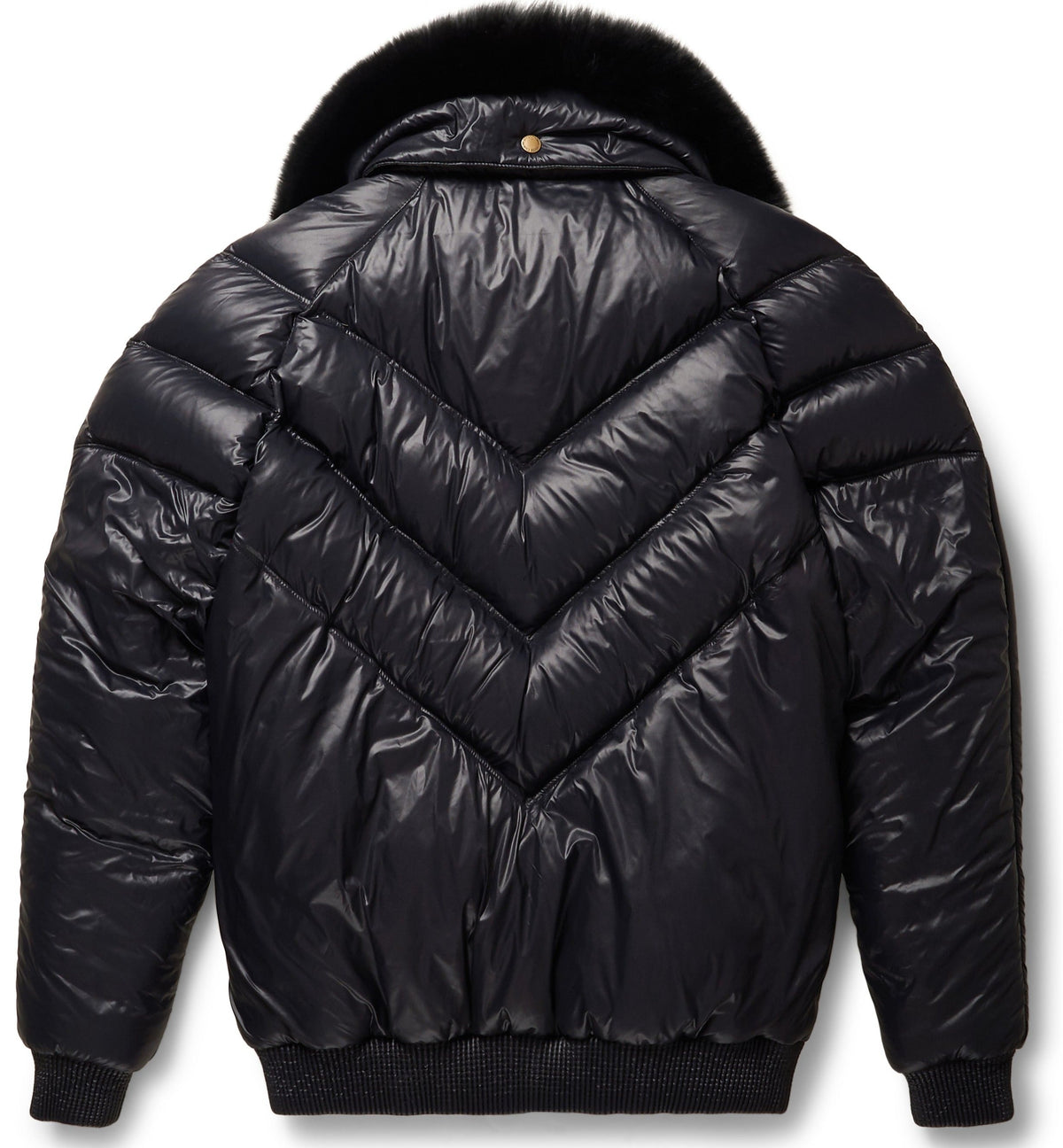 Premium Avanzar Nylon & Black Leather V-Bomber Jacket