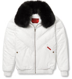 Premium Avanzar White Leather V-Bomber Jacket