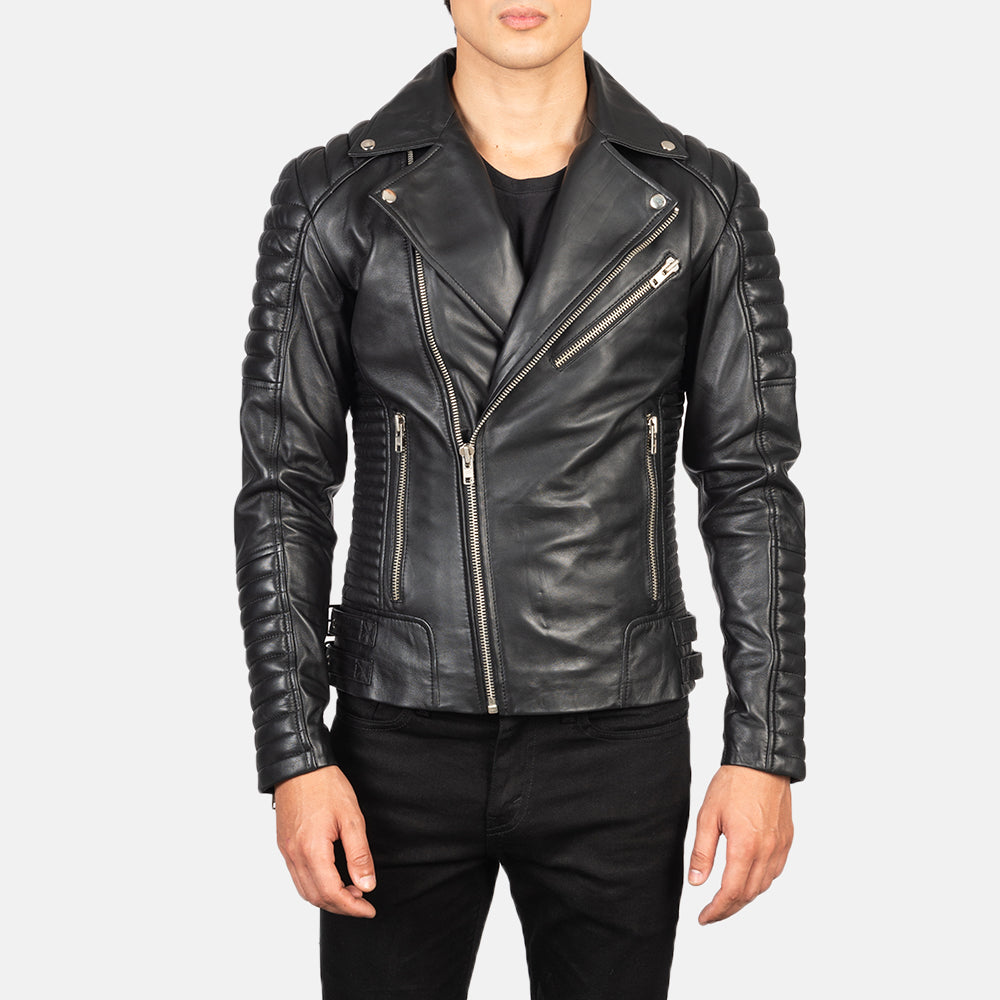 New Men Armand Black Moto Riding Motorbike Leather Biker Jacket
