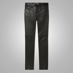 Men's Black Sheepskin Leather Biker Jeans