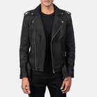 New Men Black Moto Racing Motorbike Leather Biker Jacket