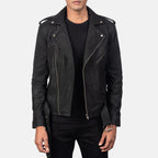 New Men Black Moto Racing Motorbike Leather Biker Jacket