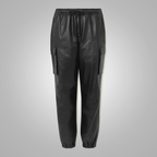 Men's Black Sheepskin Leather Biker Pants