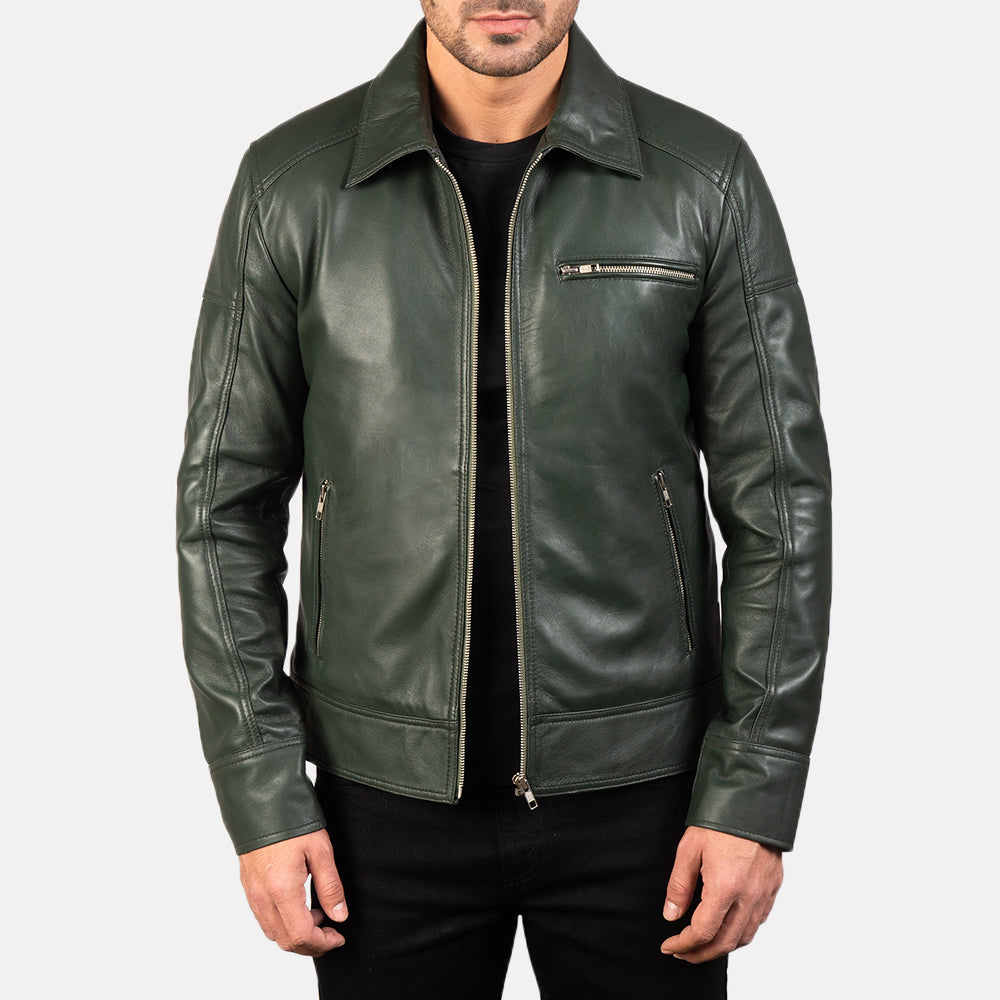 New Green Motorcycle Racing Moto Men Biker Leather Jacket
