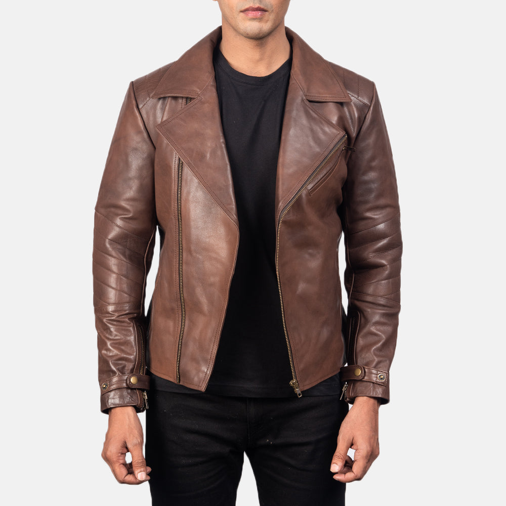 New Raiden Brown Motorcycle Racing Moto Men Biker Leather Jacket