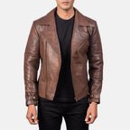 New Raiden Brown Motorcycle Racing Moto Men Biker Leather Jacket