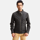 Men Black New Moto Racing Motorcycle Leather Biker Jacket