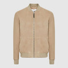 Men Brown Suede Leather Bomber Jacket