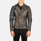 New Men Brown Moto Racing Motorbike Leather Biker Jacket