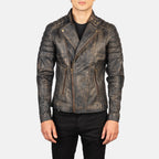 New Men Brown Moto Racing Motorbike Leather Biker Jacket