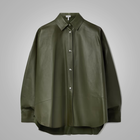 Women's Green Soft Smart Collar Leather Shirt