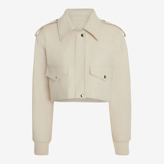 Women's White RAF Aviator Sheepskin Shearling Leather Bomber Jacket