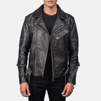 New Men Black Motorbike Racing Moto Leather Biker Jacket