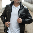 Black Casual Goatskin Leather Bomber Jacket